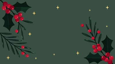 Holly Berries with Stars Illustration