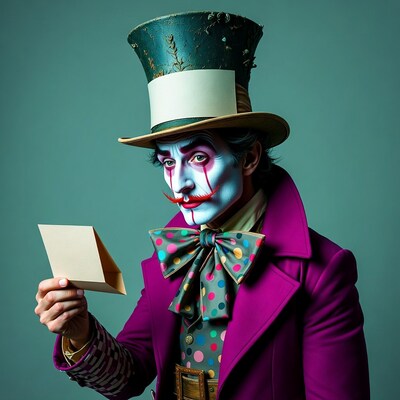 Mad Hatter holding blank card