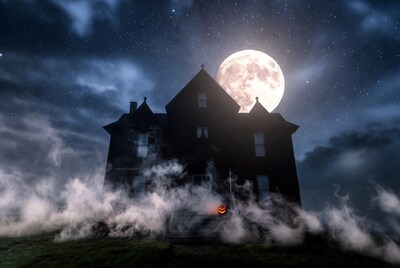 Haunted House with Full Moon