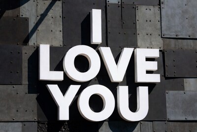 I Love You sign on metal wall
