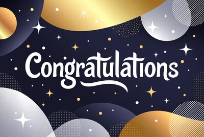 Congratulations Text with Gold Stars