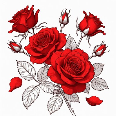 Red Roses Bouquet Illustration