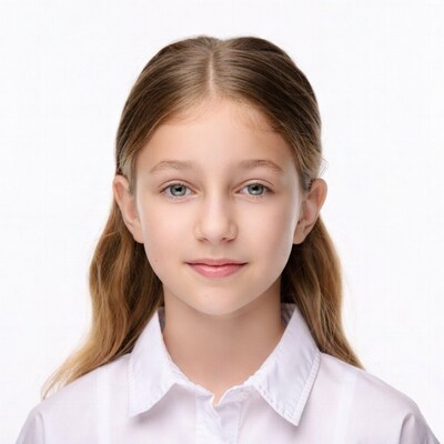 Girl with brown hair in white shirt