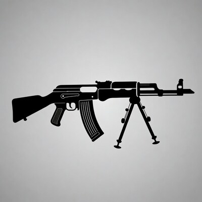 AK-47 Rifle with Bipod Silhouette
