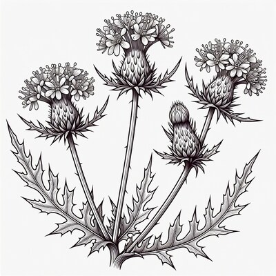 Thistle Flowers Illustration