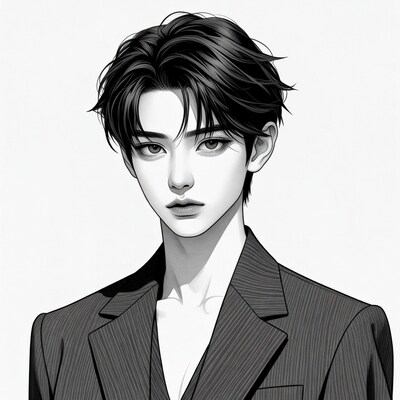 Handsome young man in suit illustration