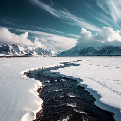 Snowy River in Snow-Capped Mountains