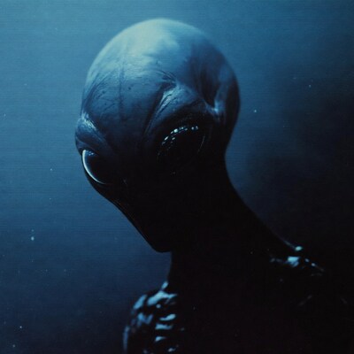 Grey Alien Close-Up Portrait
