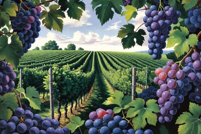 Vineyard with Grapes and Vines