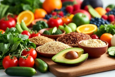 Colorful Fresh Fruits Vegetables Grains