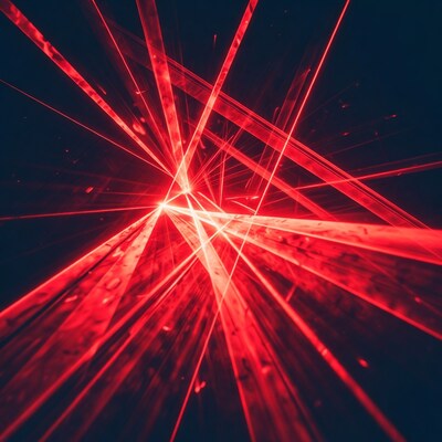 Red laser beams exploding outward