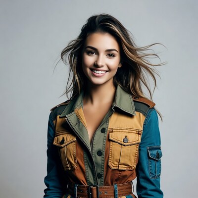 Smiling woman in colorful jacket