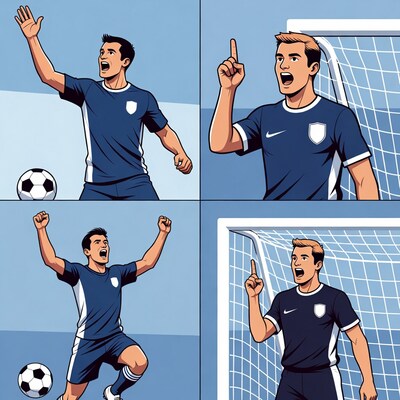 Soccer Players Celebrating Goals Illustration
