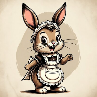 Cute bunny maid illustration