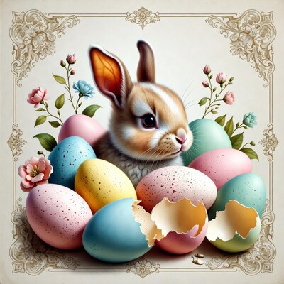 Cute Bunny with Easter Eggs