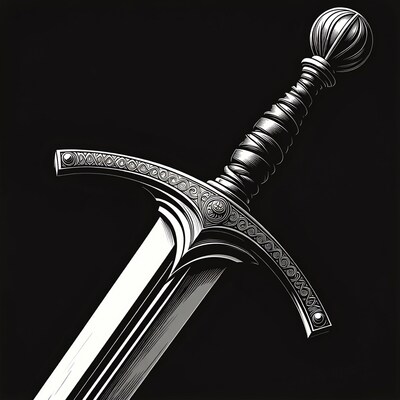 Ornate Medieval Sword Illustration
