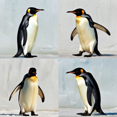 King Penguins on White Background