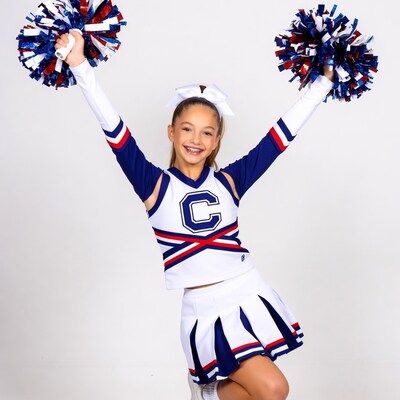 Girl cheerleader with pom poms