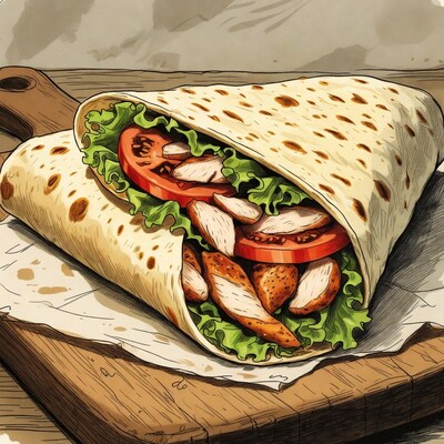 Chicken Wrap with Lettuce and Tomato
