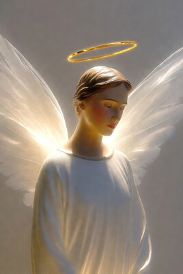 Woman angel with halo and wings