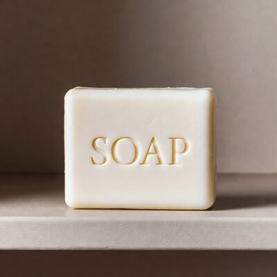 White Soap Bar with Gold Letters