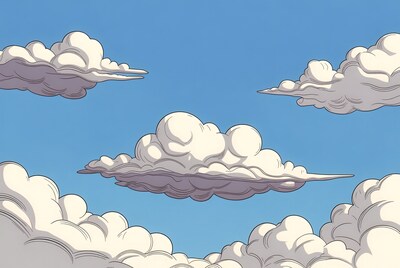 Cartoon Clouds in Blue Sky