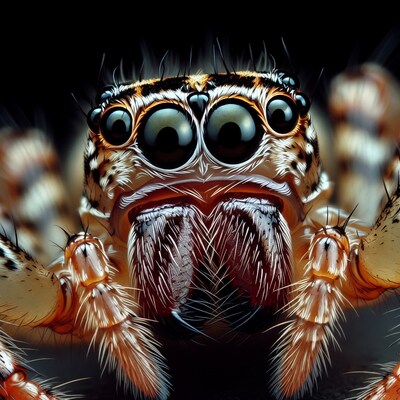 Close-up jumping spider face