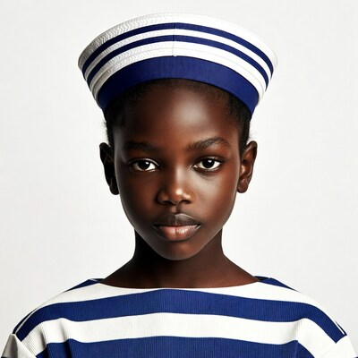 African girl in sailor hat