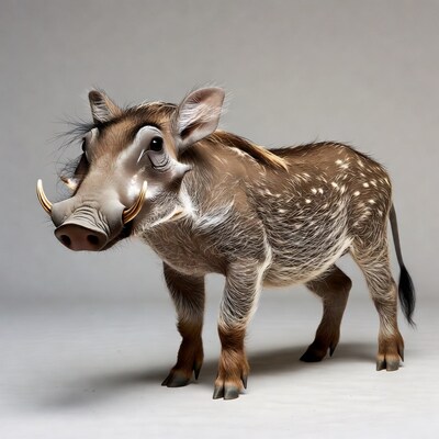 Cartoon warthog on white background
