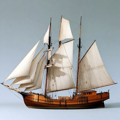 Wooden model sailing ship