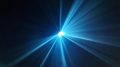 Bright Blue Light Beams Radiating