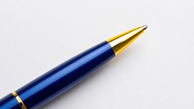 Blue pen with gold tip