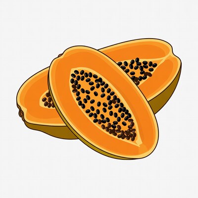 Sliced Papaya Fruits Illustration