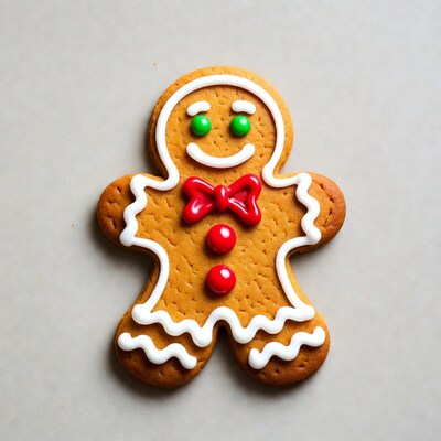 Gingerbread man cookie with bowtie