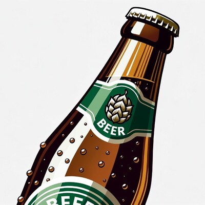 Illustrated Beer Bottle with Cap