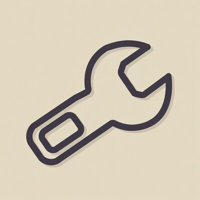 Wrench icon on beige background