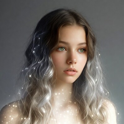 Beautiful girl with sparkling wavy hair