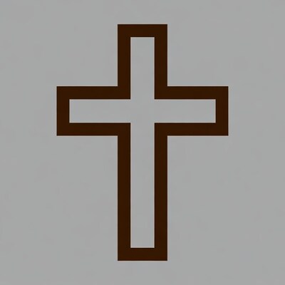 Brown Outline Cross on Gray Background
