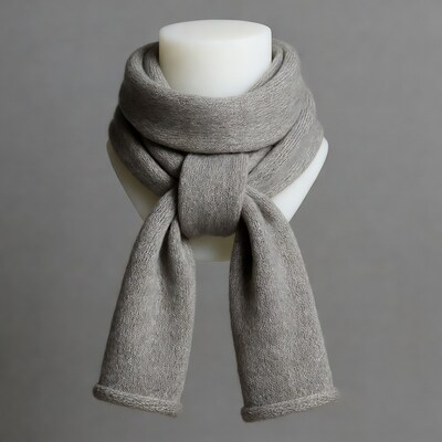 Gray Knit Scarf on White Mannequin