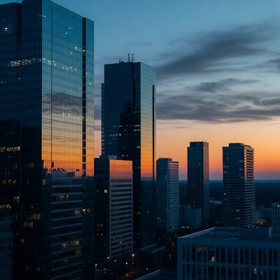 Skyscrapers at Sunset Cityscape