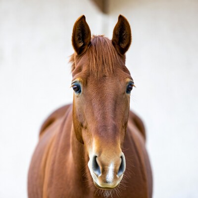Close-up brown horse face