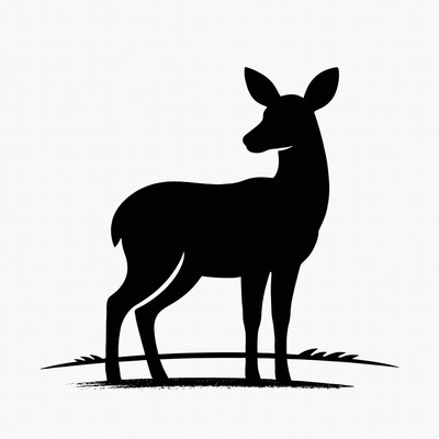 Black silhouette of standing deer