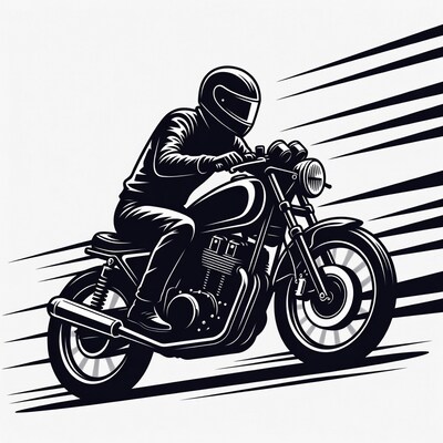 Man riding motorcycle illustration