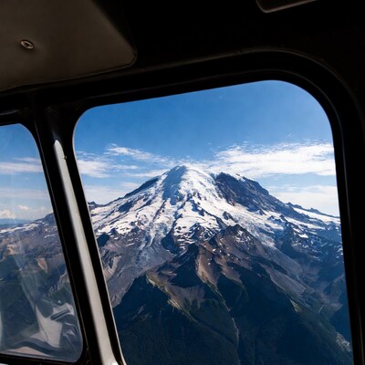 Mount Rainier from Helicopter Window