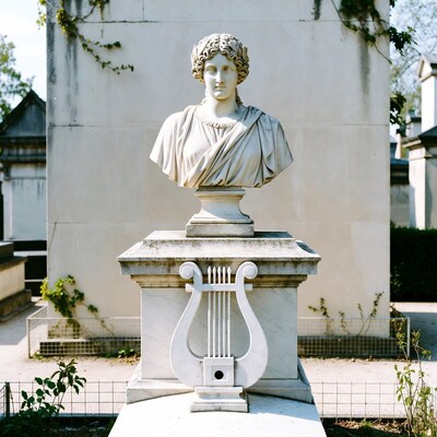 Marble Bust Woman with Lyre