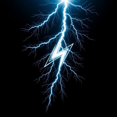 Bright Blue Lightning Bolt