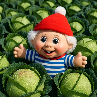 Troll doll in cabbage patch