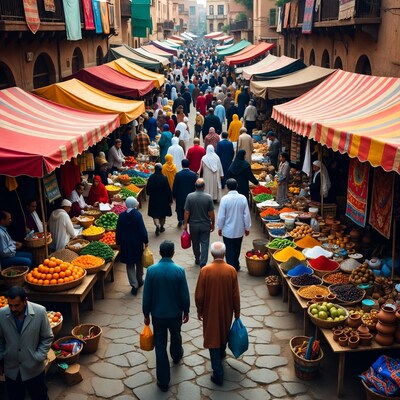 Busy Moroccan Souk Market Street