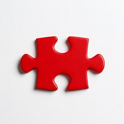 Red puzzle piece on white background