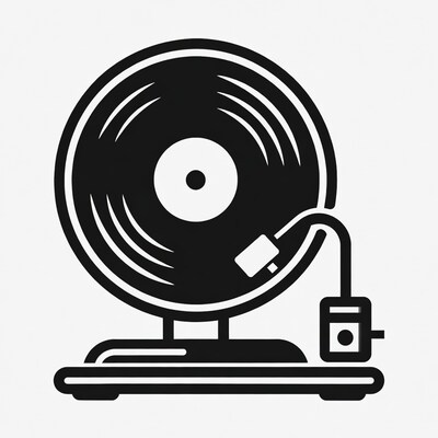 Black vinyl record player icon